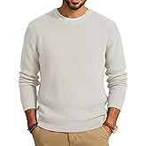 Vssjavun Mens Crewneck Sweater Winter Waffle Texture Raglan Sleeve Knitted Thermal Pullover Sweaters