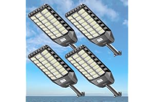 Deepn Solar Lights Outdoor Waterproof, Solar Parking Lot Lights, IP67 Street Light for Outside Dusk to Dawn Outdoor Lighting Motion Sensor with Remote Control, 4 Pack