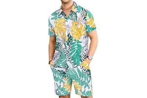 TURRLUDY 2 Piece Hawaiian Outfit Vacation Short Sets Tropical Shorts Set Outfits Casual Breathable Beachwear