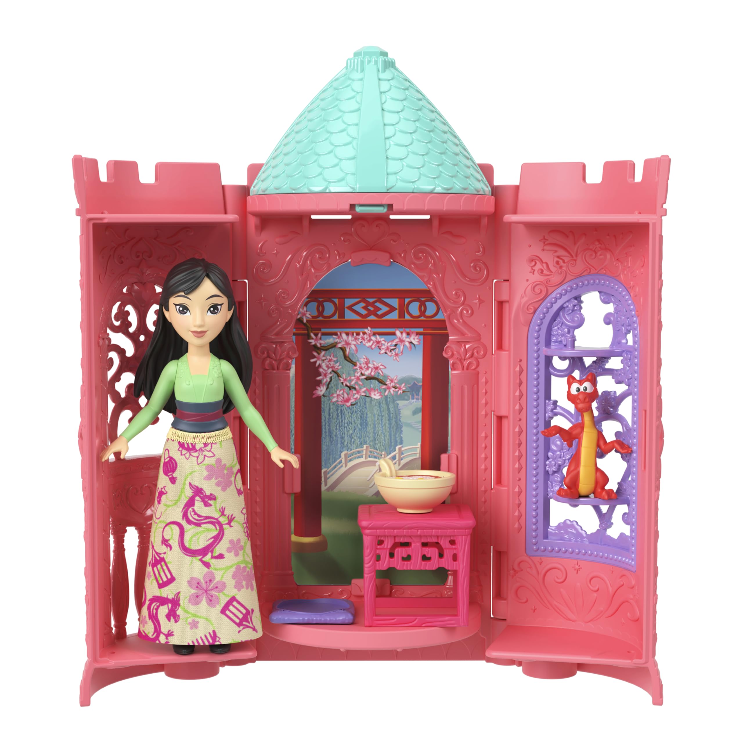 Mattel Disney Princess Tower Surprise Small Dolls & Accessories, Stacking Playsets with 4 Surprises & Friend from Disney Movies (Styles May Vary)