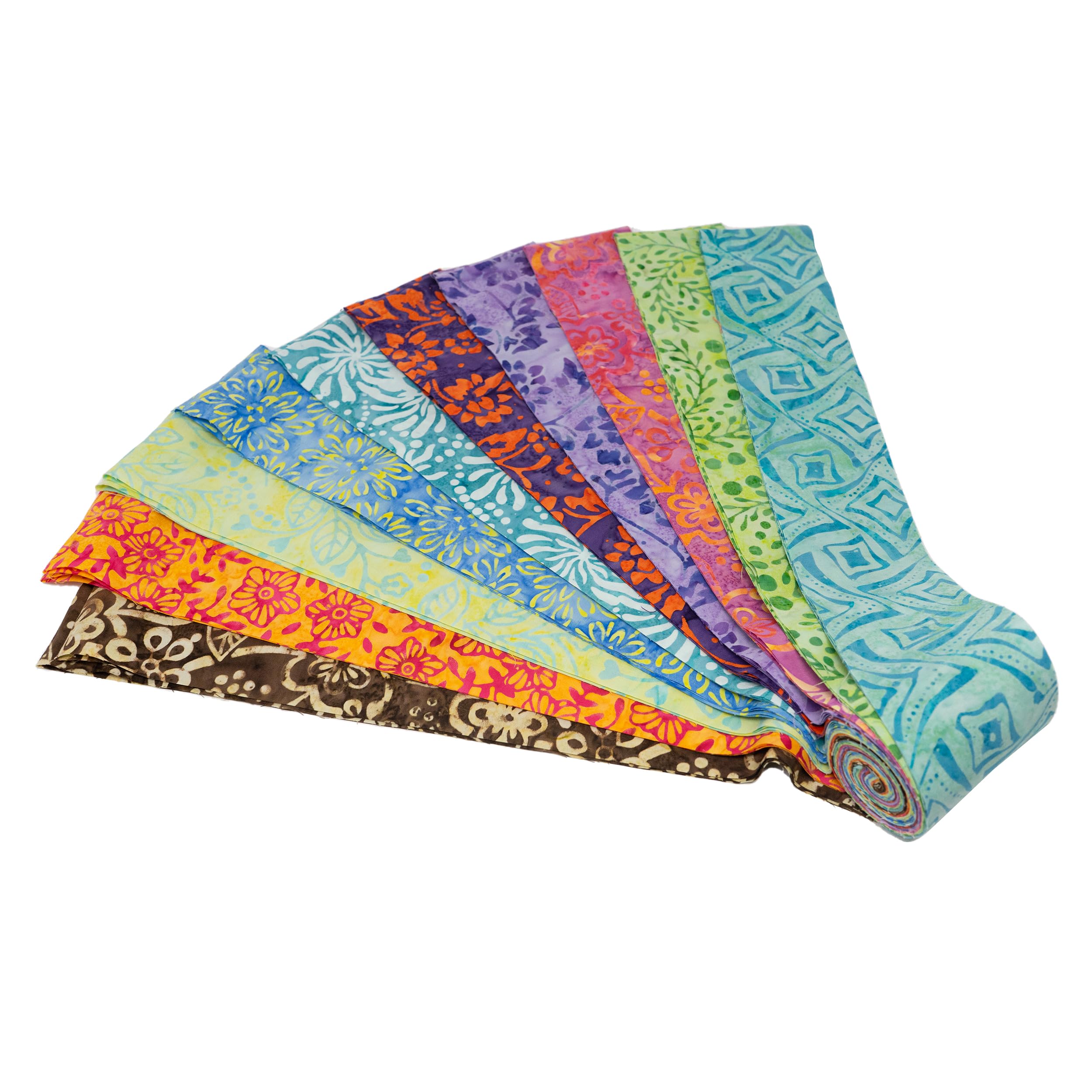 Stitch & Sparkle Indonesian Premium Batik Cotton Vibrant Dreams Jelly Roll 2.5''x 44'', 20 Pieces