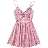 Floerns Women's Boho Floral Print Twist Front Cami A Line Mini Dress