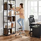 SONGMICS 2 Step Folding Ladder 150 kg Steel Grey Black view 2