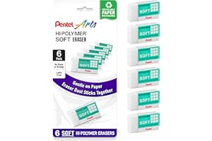 Pentel Clean Eraser, No Mess- No Residue, Hi-Polymer Soft Erasers for Pencils - White - 10 Pack - for Art, Office, and School use (6)