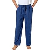 Jveyvth Mens Pajama Pants 100% Cotton Plaid Sleep & Lounge Pants, PJ Bottoms with Pockets and Button Fly