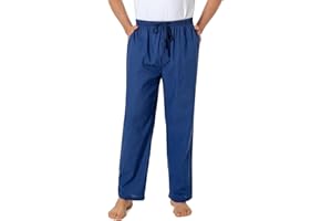 Jveyvth Mens Pajama Pants 100% Cotton Plaid Sleep & Lounge Pants, PJ Bottoms with Pockets and Button Fly