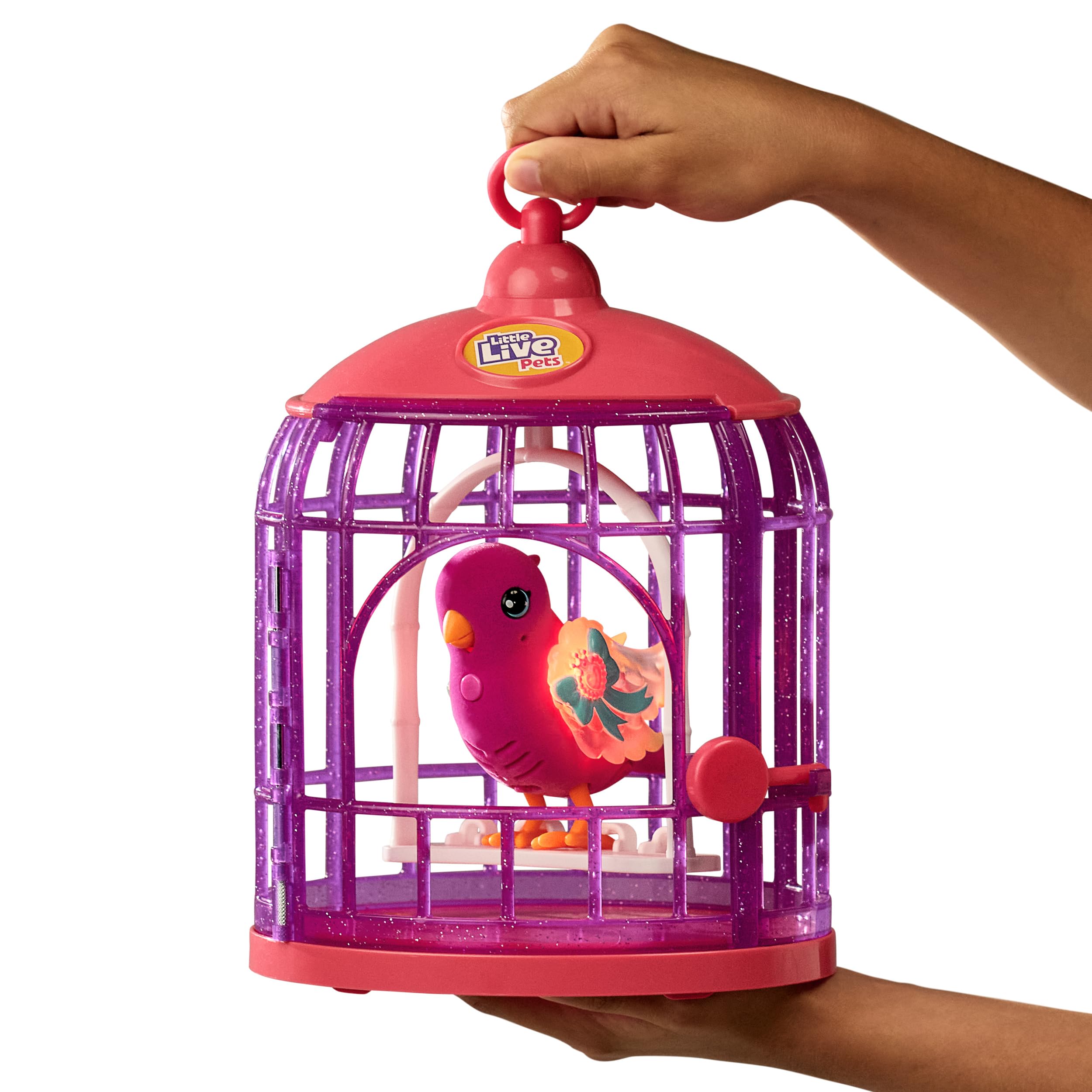 Little Live Pets Lil' Bird & Bird Cage: Tiara Twinkles, New Light Up Wings with 20 + Sounds, and Reacts to Touch