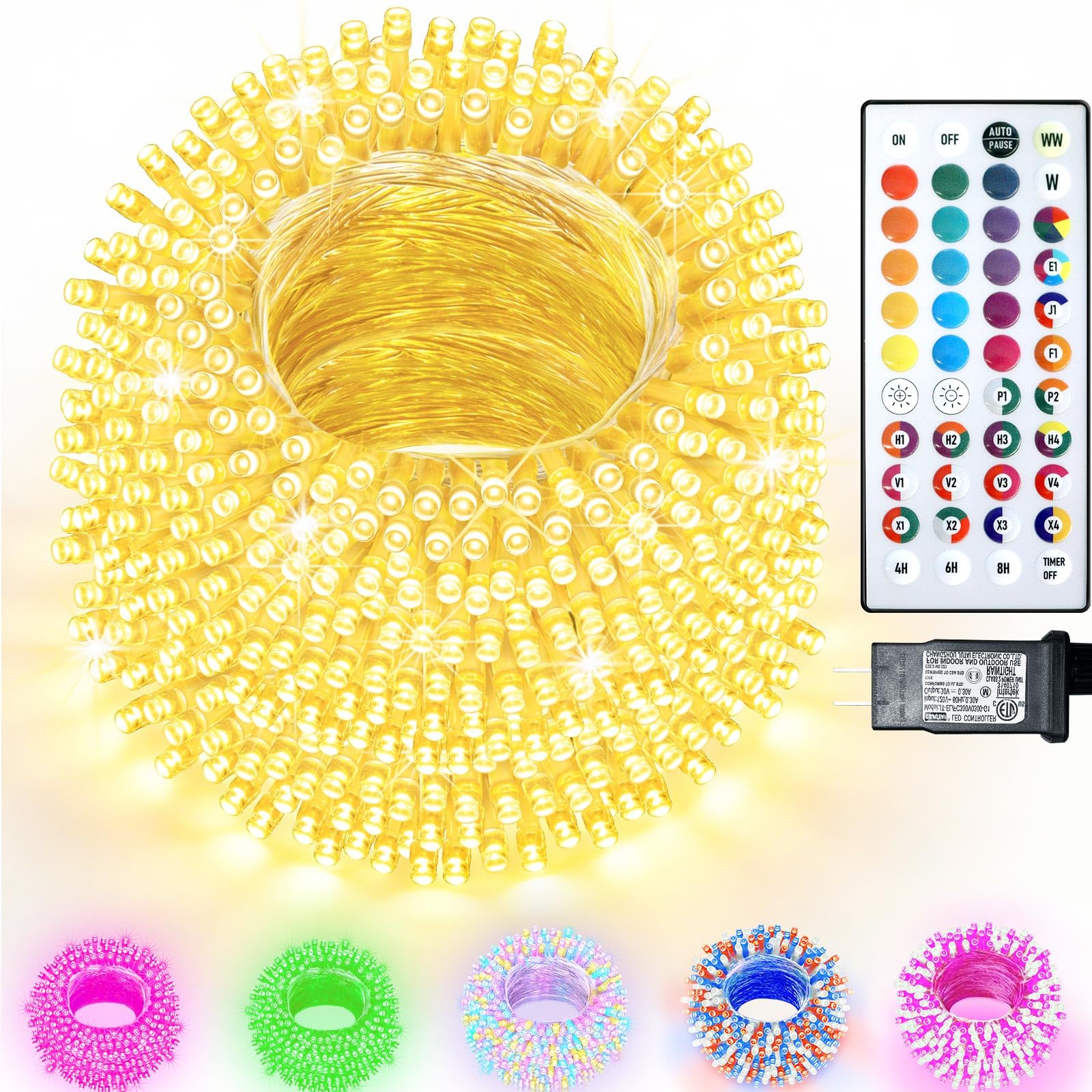 Photo 1 of 164FT 500LED Christmas Lights Color Changing, 35 Colors String Lights with Remote Valentine Decor, Waterproof Twinkle Fairy Light Clear Wire for Bedroom Easter Indoor Outdoor Holiday Party