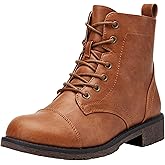 Vepose Women's 910 Ankle Boots Lace up, Flat Fashion Combat Booties Low Heel