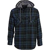 Gioberti Men's Removable Hoodie 100% Cotton Plaid Checkered Flannel Button Down Shirt