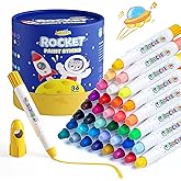 JUPITEARTH 36 Colors Tempera Paint Sticks, Washable Rocket Paint Sticks for Kids, Non-Toxic and Quick Drying