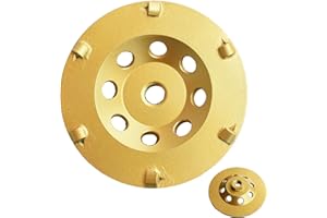 ACTINTOOL 5 in. x 5/8-11 in. Threaded 6 PCS 1/4 Round Epoxy Removal PCD 5" PCD Cup Wheel, Concrete Coating Thinset Mortar Removing PCD Grinding Wheel (5/8"-11 Threaded)