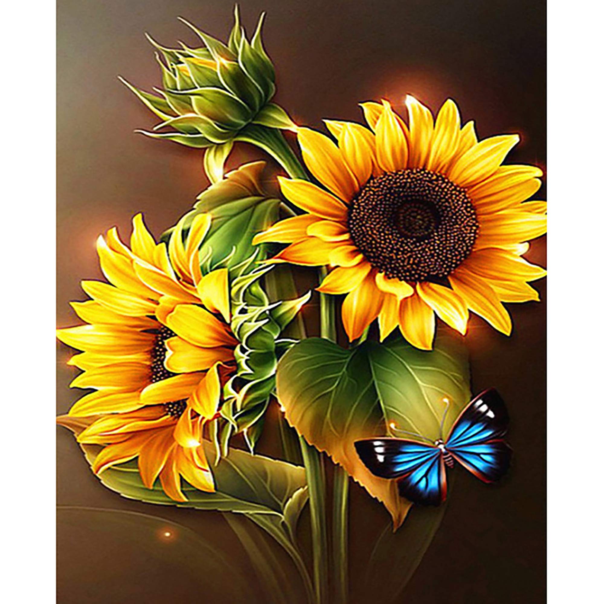Zariocy Paint by Numbers for Adults Flower, DIY Canvas for Painting Sunflower Butterfly, Arylic Paint by Number Kits for Kids Beginner for Home Wall Decor 16x20 Inch