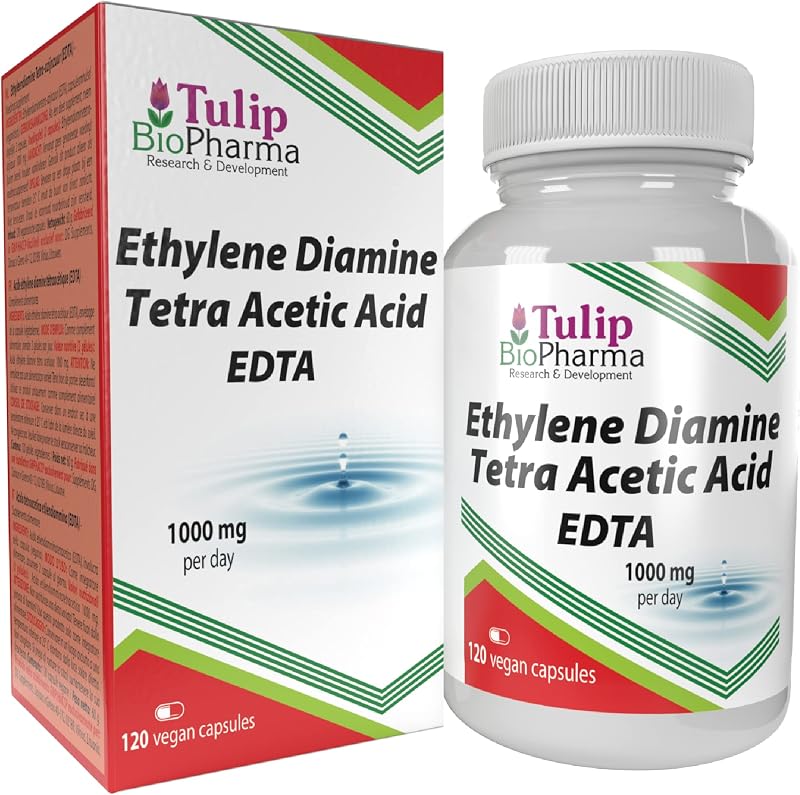 Tulip BioPharma EDTA 500mg 120 Vegan Capsules, Lab Tested, Gluten Free