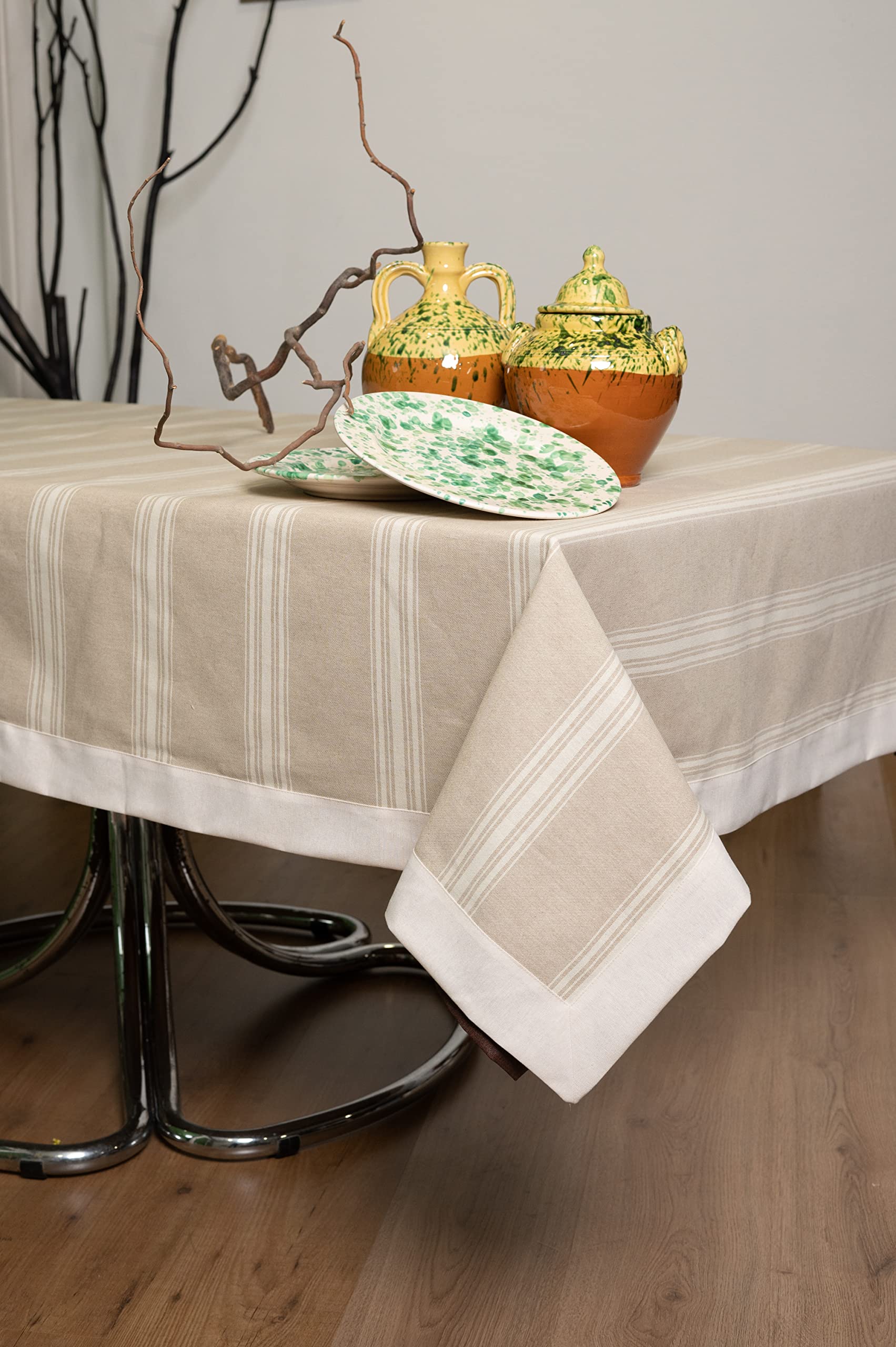 ESSE HOME - Stain-resistant tablecloth: Rectangular - Square - Round - Oval - COTTON MIX - LUISA 005 (140x180, 17-2)