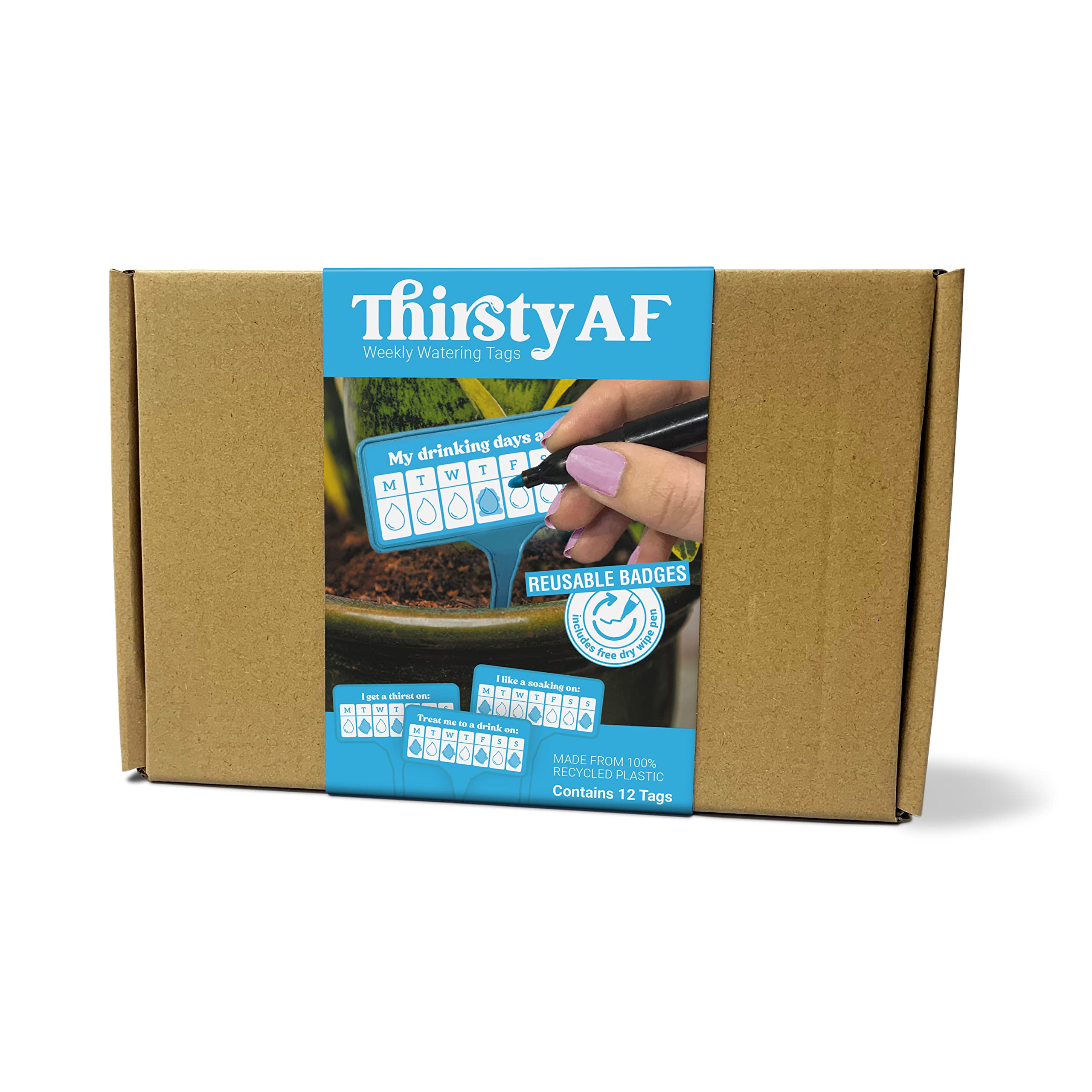 Bubblegum Stuff - Thirsty AF - Indoor Plant Watering Devices - Pot Plant Care Schedule and Reminder - Gardening Gifts for Women and Men