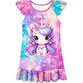LQSZ Girls Nightgown Night Dress Flutter Sleeve Sleepwear 3-10 Years Pajamas Nightgowns for Little Girls