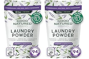 Good Natured Brand | Natural Laundry Detergent Powder | Washing Soda for Laundry | Stain Remover | Hypoallergenic, Safe for Sensitive Skin | Eco-friendly | Lavender & Eucalyptus | 94oz 188 Loads