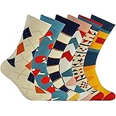 Fandecie Men's Dress Socks,Cotton Crew Socks,6 Pairs,Breathable and sweat-absorbing for Shoe Size 9-13