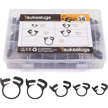 M METERXITY 2-Pack Double Gripping Nylon Hose Clamps, 3/8