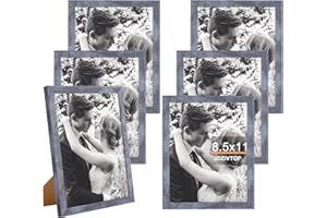 JDZIVTOP 6 Pack 8.5x11 Picture Frames Blue, Rustic Natural 11x8.5in Photo/Portrait/Poster/Art Frames Set of 6, Wall Hanging/Tabletop, Horizontal/Vertical Display Gallery Family Wedding Memorial Pic Frame Gift