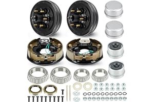Trailer Axle Electric Brake Kit, 6-Hole, 5.5" Bolt Circle Brake Drum with 12" x 2" Self Adjusting Electric Brakes for 5200lb-