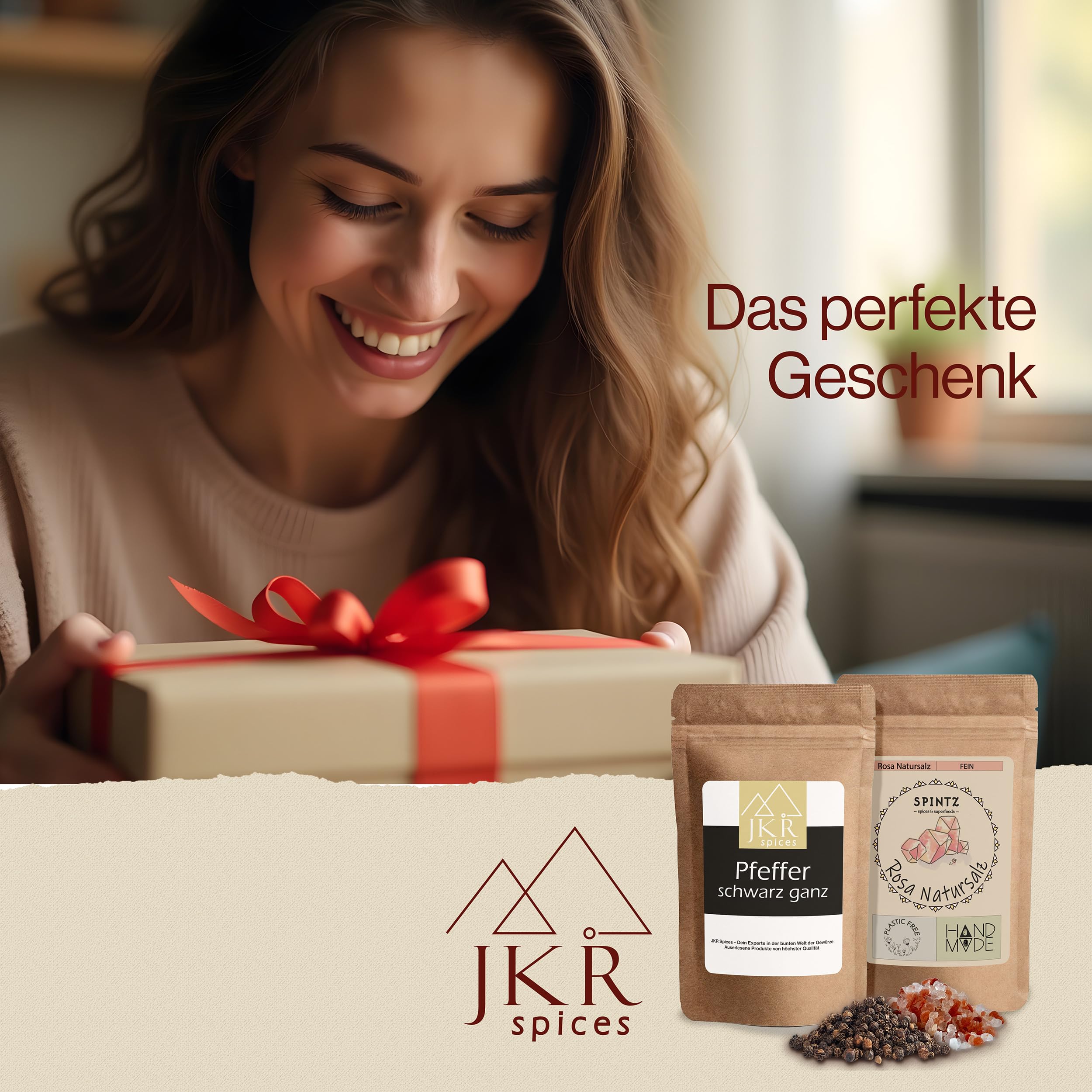 JKR Spices® 250g Schwarzer Pfeffer ganz + SPINTZ 500g Rosa Natursalz grob - Kombi Angebot | ganze Pfeffer Körner + Grobes Salz für Pfeffermühle | 100% natürliche Pfefferkörner und Kristallsalz 4