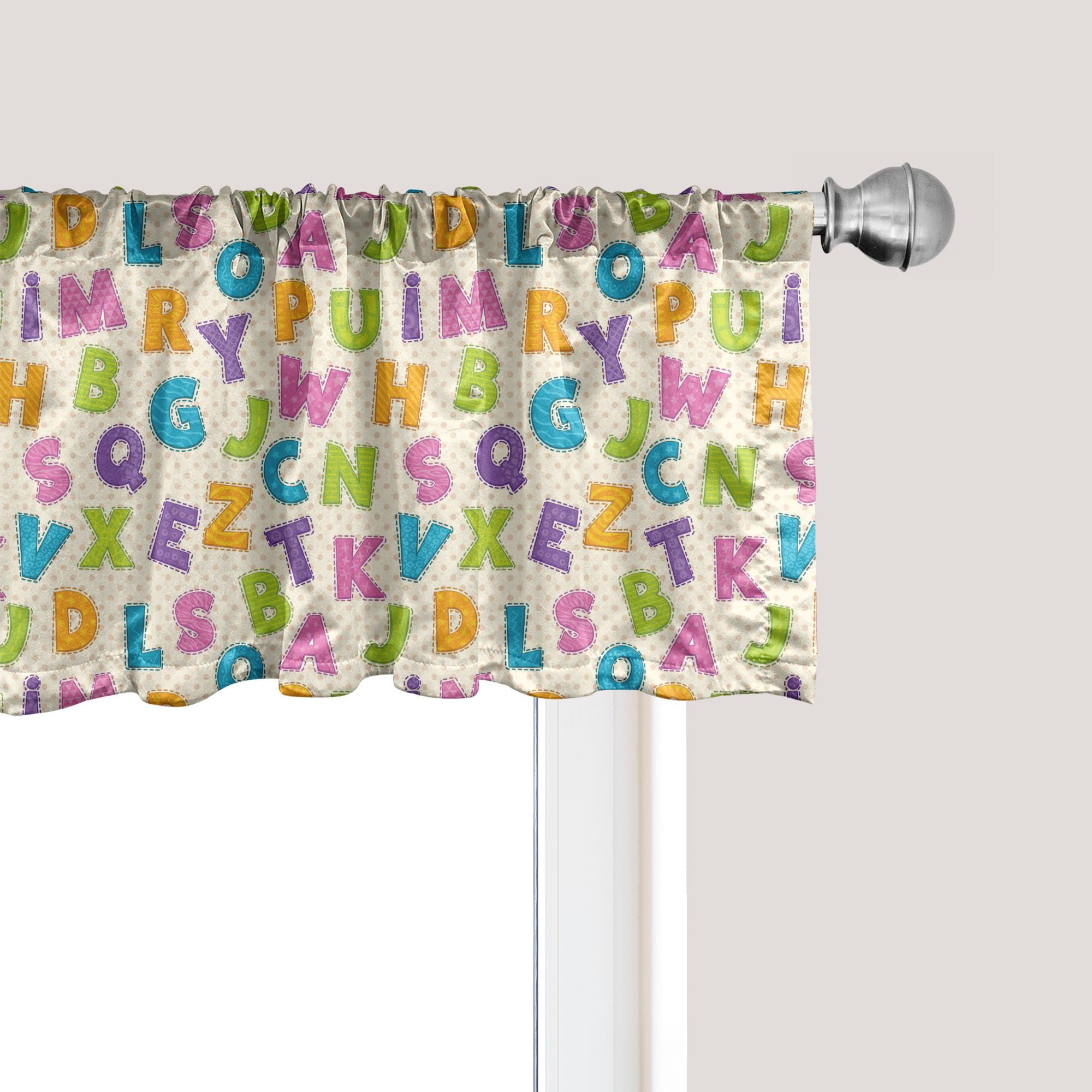 Ambesonne ABC Window Valance, Funny Letters in