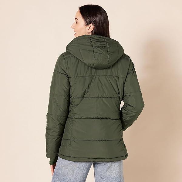 AMAZON ESSENTIALS WOMEN’S HEAVYWEIGHT QUILTED LONG-SLEEVE HOODED PUFFER COAT (AVAILABLE IN PLUS SIZE), OLIVE, 5X