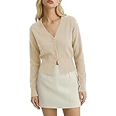 Women’s Spring V Neck Cardigan Lightweight Cropped Button Down Knit Sweater for Layering,Office Casual Wear
