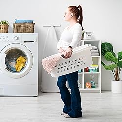 IRIS USA 50L Plastic Hip Hold Laundry Basket with