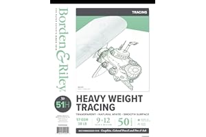 Borden & Riley 9" x 12" #51H Heavyweight Tracing Paper Pad, 57 GSM/38 LB, 50 White Sheets, 1 Pad Each (51HP091250)
