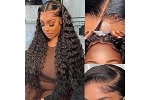 TAOPEACH Wear And Go Glueless Pre Plucked Pre Cut Deep Wave Lace Front Wig - 5x5 HD Lace Closure, Deep Curly 180% Density Human Hair For Beginners, 26 Inch