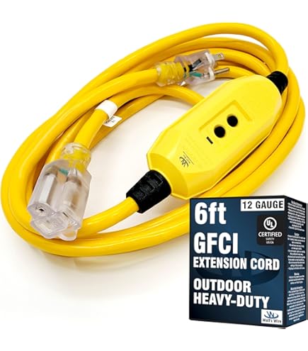 Cable De Extensión Para Exteriores 12/3 De 10 Pies, Resistente SJTW De 3 Salidas Para Interiores Y Exteriores, Cable De Alimentación De Tres Clavijas, Calibre 12, Conexión A Tierra 15 Amperios