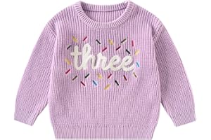 Kids4ever Toddler Baby Girl First Birthday Knit Sweater Cute Letter Embroidery Pullover for Infant Winter Fall for 6M-4Y