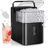 SIMZLIFE Nugget Ice Maker Countertop 38 lbs/Day Fast Chewable Ice in 5 Mins | Pebble Ice Maker Machine with Handle, Auto-Cleaning, 45dB Quiet, Removable lid, for Home Party RV Camping and Family