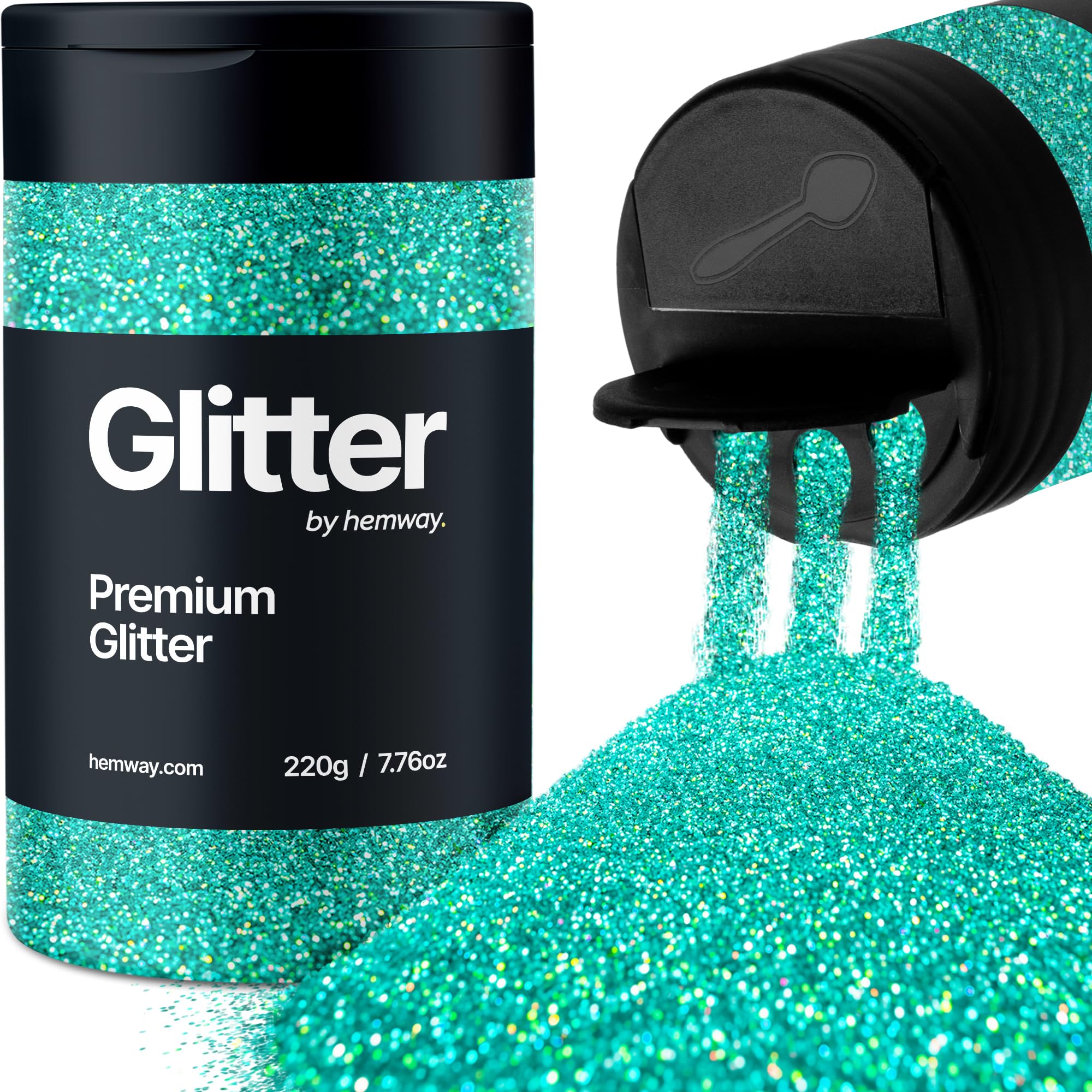 Hemway Turquoise Blue Holographic Glitter Shaker, 210g Ultrafine Glitter for Crafts Metallic Flake Sequins for Resin & Epoxy Crafts for Decorating, Halloween, Christmas, Nail, Face, Art