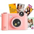 KODAK Smile+ 2-in-1 Digital Instant Print Camera & Wireless Bluetooth Photo Printer - 10MP, Special-Effect Rotating Lens, Zink 2x3” Sticky-Back Photos, Print via Fun App from Smart Devices - Pink