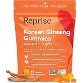 Reprise Ginseng Gummies for Adults | Korean Ginseng Supplement for Men and for Women | 240 mg Red Ginseng Gummy | Energy Gummies for Memory, and Immunity | Reduced Sugar Ginseng Chews, 45 Gummies