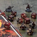 QMay DND Dice Sets 2 X 11 Polyhedral Dice 22pcs with Pouches Red-Black view 3