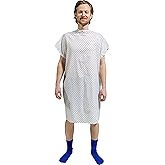 4PK - Men's Deluxe Value Patient Hospital Gown Robe, Soft & Comfortable Gowns Size Medium/Large (White)