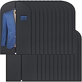 24 Pack Black Garment Bag Bulk for Closet Storage 40 Inch Hanging Suit Bags Cover Clothes Cover for Hanging with Zipper and Clear Window for Travel Men Coat Jacket Dance Dress