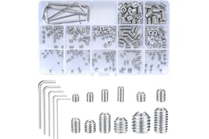 JMHNEWHOPE 240 Pcs Allen Head Screws, M3/M4/M5/M6/M8 Hex Socket Head Screws, Grub Screw Set, Metric Stainless Steel Internal Hex Drive Cup-Point Screws Assortment Kit for Door Handles, Light Fixture Screws…
