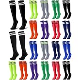 Sintuff 18 Pairs Soccer Socks Colorful Knee High Tube Socks Stretchy Football Baseball Stripes for Men Women Teens Team