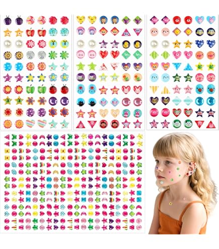 SAVITA Más De 2000 Pegatinas 3D Con Purpurina Para Niños, Brillantina, Adhesivos De Joyas, Múltiples Formas Y Colores (4 Hojas)