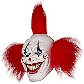 Quligeta Halloween Evil Laughing Saw Clown Adult Mask Costume Creepy Killer Joker with Red Hair Cosplay Huanted House Props