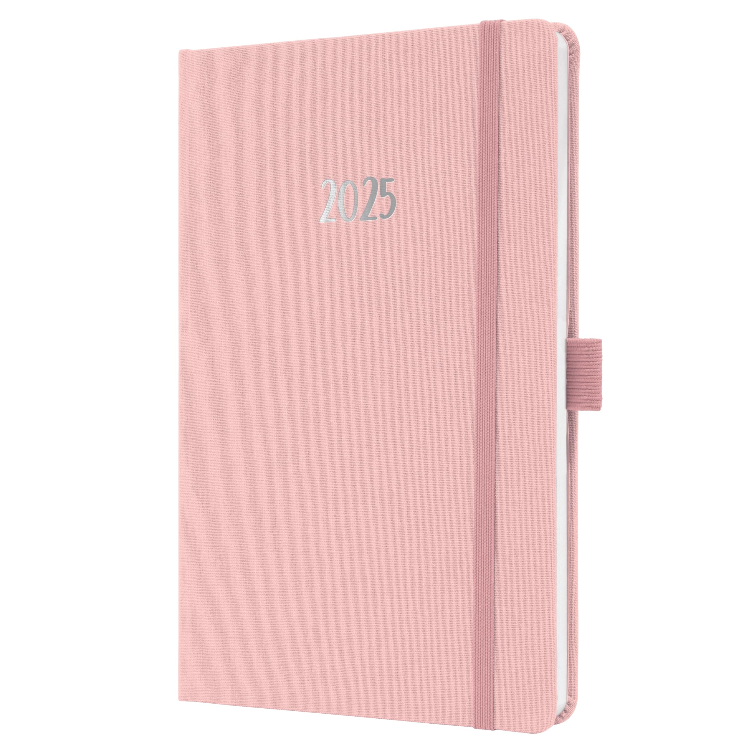 SIGEL J5405 Weekly Planner Jolie 2025, FSC-Certified, 2 Pages = 1 Week, hardcover with a Fabric Surface, Approx. A5, Light Pink, 174 Pages — image 1