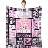 Metawu Pig Gifts - Cute Pig Pink Girls' Blanket, Funny Pigs Pattern Flannel Throw for Couch, Sofa, Chair - 50 x 60 inches