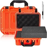 Relaxweex 1 Pcs 16.3 x 12.4 x 6.5 Inch Waterproof Hard Case with DIY Customizable Foam Insert Portable Protective Case with Knife for Camera Drones Equipments Tools Test Instruments (Reddish Orange)
