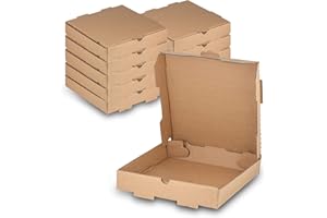 MT Products Kraft Pizza Box 10" x 10" x 1.75 - Small Corrugated B-Flute Cardboard Pizza Boxes (Pack of 10) - Made in the USA